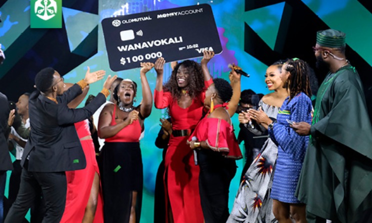 Kenyan group Wanavokali receiving the winner’s cheque in 2020. Photo: Old Mutual