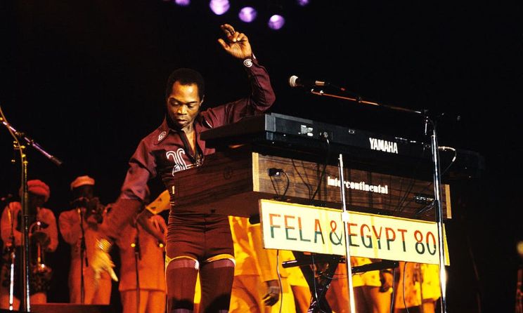 Fela Kuti performing with his band Egypt 80.