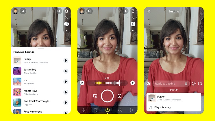Les utilisateurs de Snapchat pourront désormais avoir accès au catalogue musical d'UMG. (Photo) : Snapchat.