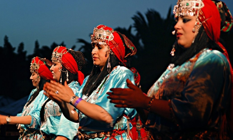 A Berber ensemble performing at a pervious Festival Timitar in Agadir, Morocco.