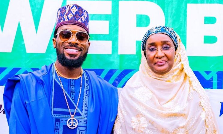 D'banj and Nigeria’s Minister for Humanitarian Affairs, Disaster Management and Social Development Sadiya Umar Farouq.