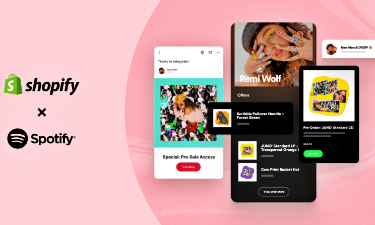 Shopify will offer Spotify artists a 90-day free trial of its service.