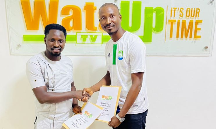 WatsUp TV CEO Abd Traore and Sierra Leone country rep Mohammed Basiru.