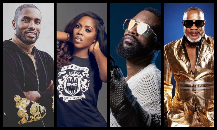 Serge Ibaka, Tiwa Savage, Fally Ipupa, et Koffi Olomidé. (Photomontage)