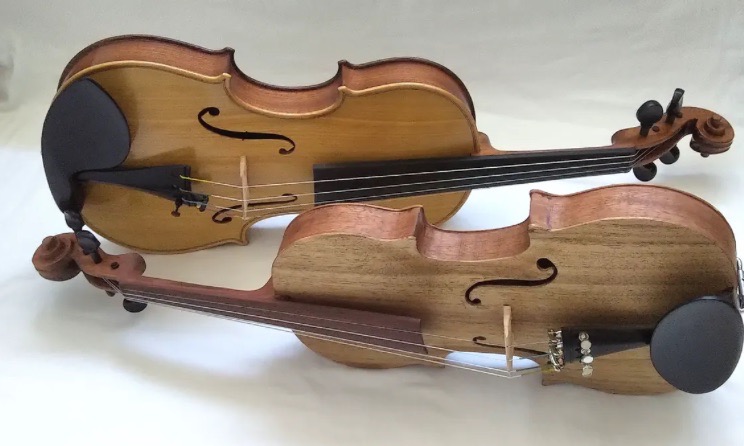 The two violins constructed by the researchers. Photo: Martina Meincken