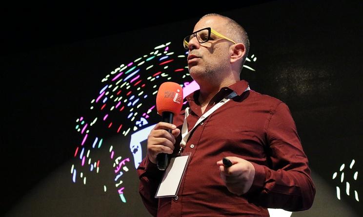 Africori founder and CEO Yoel Kenan speaking at the Music In Africa Foundation’s ACCES music conference in Nairobi, Kenya, in 2018.