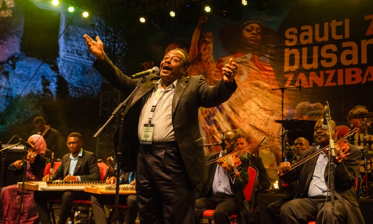 Prof Mohamed Ilyas and his taarab ensemble Nadi Ikhwan Safaa. Photo: Sauti za Busara