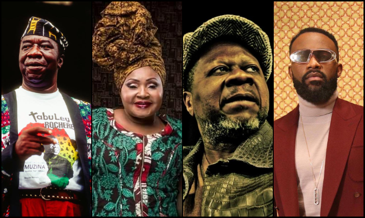Artistes de la rumba congolaise : Tabu Ley, Mbilia Bel, Papa Wemba, Fally Ipupa. (Photomontage)