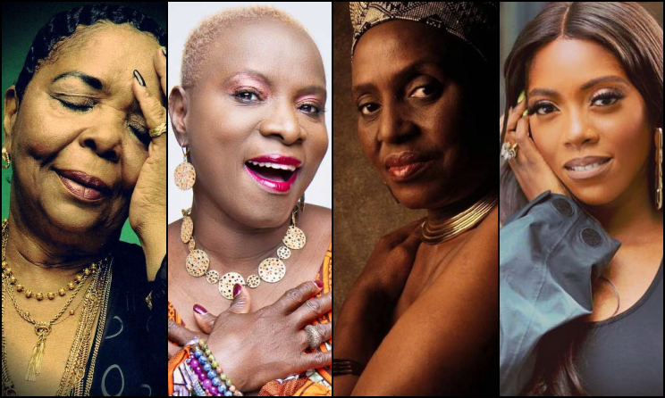 Cesaria Evoria, Angélique Kidjo, Miriam Makeba and Tiwa Savage.