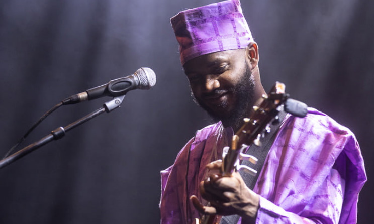 Sudanese-Swedish musician Ebo Krdum performing at WOMEX 2021 in Porto, Portugal. Photo: Jacob Crawfurd