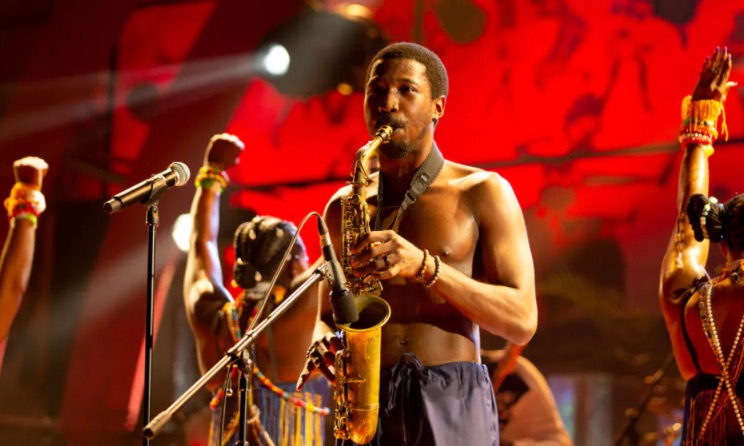 Made Kuti performs in Lagos in 2021. Photo by Andrew Esiebo