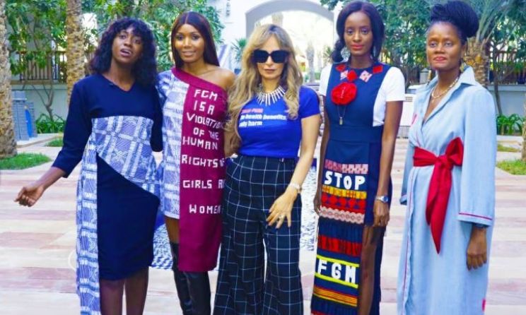 Merck Foundation CEO Rasha Kelej (middle) with Senegalese fashion designers.
