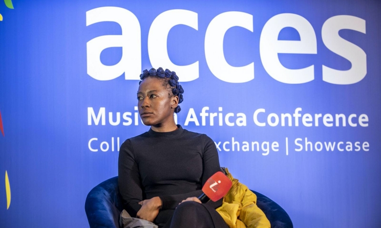 South African rapper Yugen Blakrok during a panel discussion at ACCES 2021 in Johannesburg, South Africa. Photo: Revosistah Productions