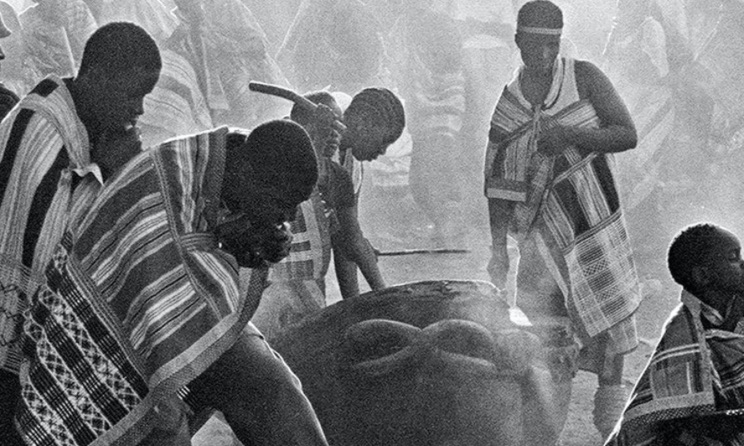 Detail from the album cover of Group Theory: Black Music featuring a photograph by Andrew Tshabangu. Mushroom Half Hour and New Soil Music.