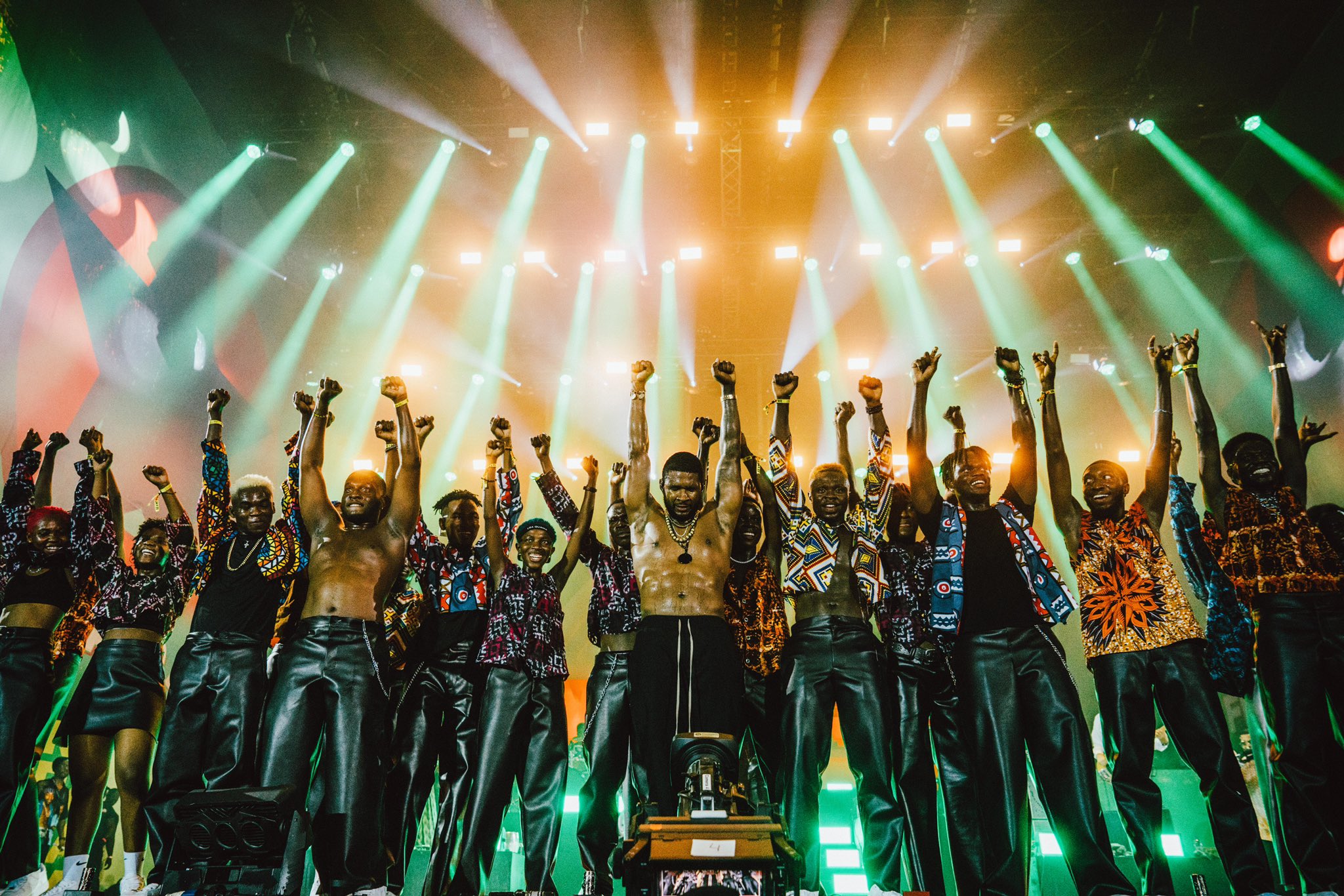 US R&B icon Usher performs with Ghana's DWP Dance Academy at the 2022 Global Citizen Festival in Accra..