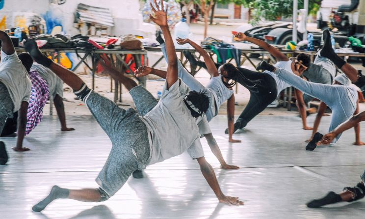A dance class session at Nafasi Art Space, a multi-disciplinary contemporary art centre in Dar es Salaam, Tanzania.