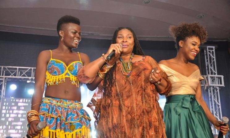 Girl power: Wiyaala, Yvonne Chaka Chaka and Becca share the African Legends Night stage in 2016.