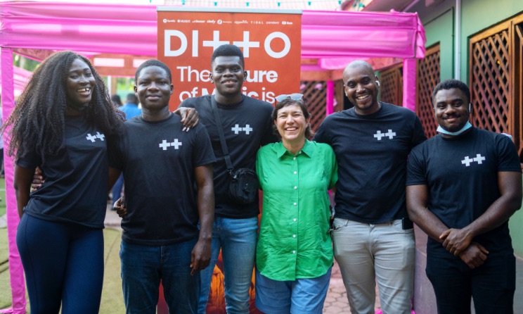 Ditto Music regional manager for Africa Wendy Verwey Bekker (fourth from left) and the Ditto Africa team. Photo: Jeffery Boat for SturdyGrowth