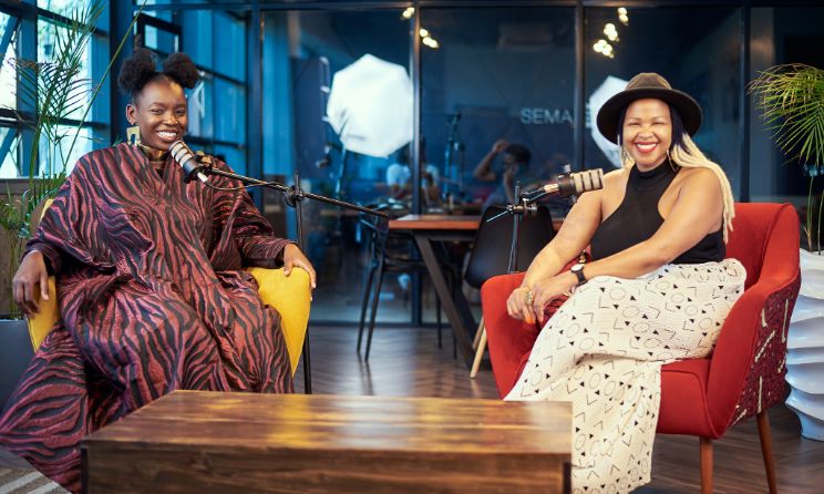 Anyiko Owoko and South African artist Pilani Bubu on the set of VIP ACCESS. Photo: Humphrey Gateri