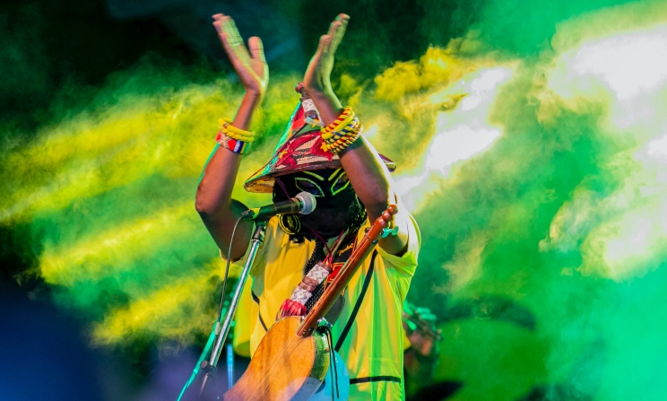 Burkinabe msician Kalam performing at ACCES 2022 in Dar es Salaam, Tanzania. Photo: @jozeyphotography
