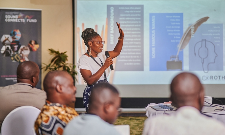 A grantee presenting at a previous Sound Connects Fund session. Photo: Music In Africa