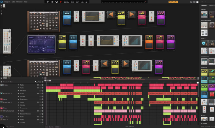 Audiotool allows users to create a collaborative music production canvas.