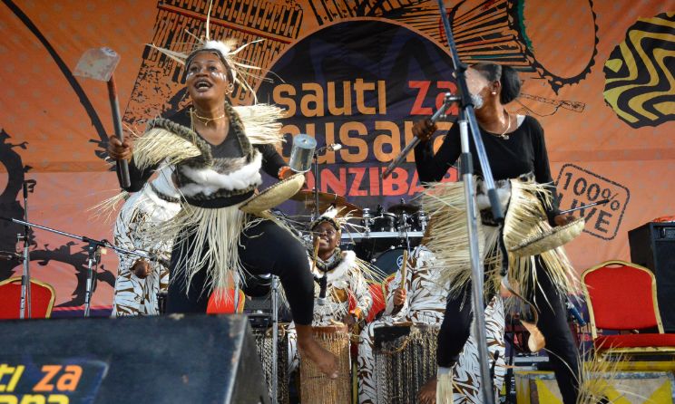 Uwaridi Band performing at the 2023 edition of Sauti za Busara festival in Stone Town, Zanzibar.
