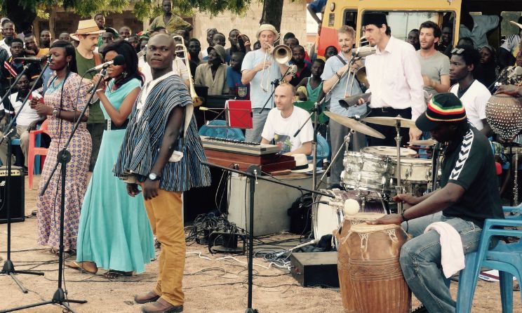 Max Weissenfeldt (in black cap) with Frafra band Oho & His Sounds of Joy.