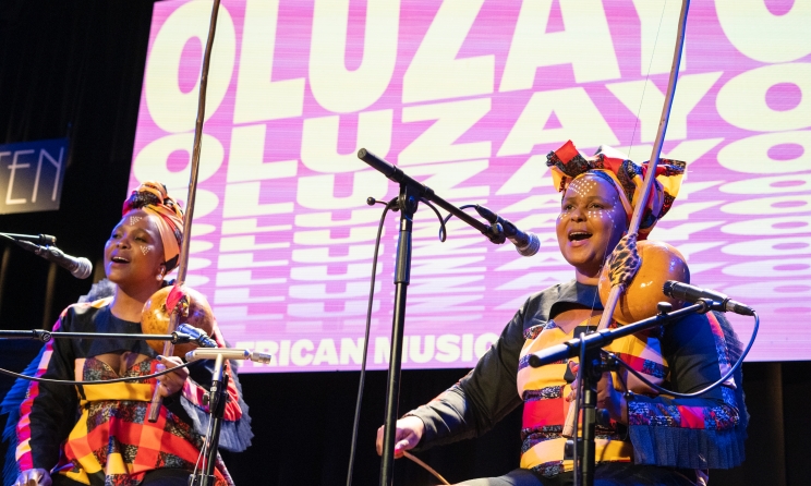 South African duo Ancient Voices performing at the the Oluzayo – What Lies Ahead music festival in Cologne, Germany. Photo: Miriam Juschkat