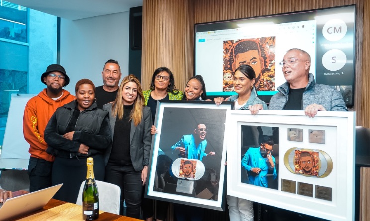 The family of slain South African rapper AKA receives Gold and Platinum plaques for the Mass Country album. Photo: Supplied