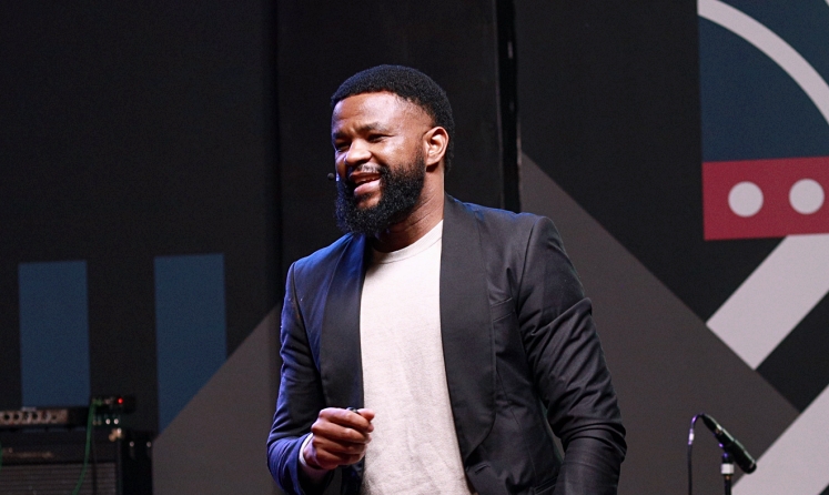 MIAF executive director Eddie Hatitye addressing the crowd at AMPD Studios on 27 July. Photo: Stone Productions