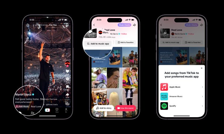 The Add to Music app will allow TikTok users to save the songs they discover on music streaming services of their choice.