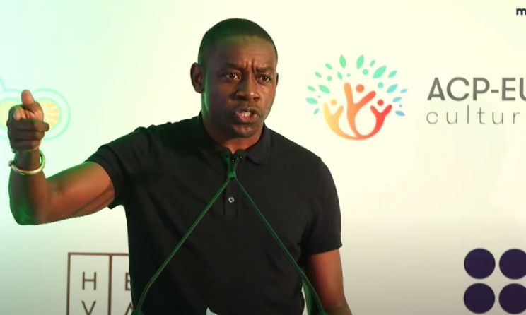 HEVA Fund founding partner George Gachara speaking during the launch of MediAR in Nairobi, Kenya, on 8 December 2023.