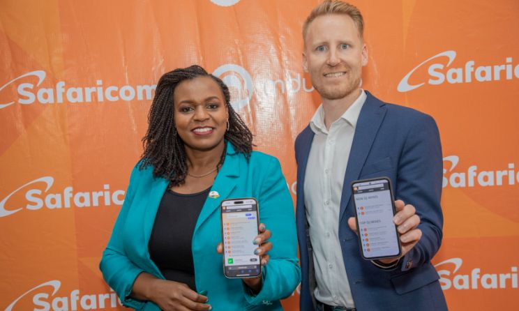 Safaricom head of digital services Pauline Kieleko and Mdundo CEO Martin Neilsen during the launch of the service in Nairobi.