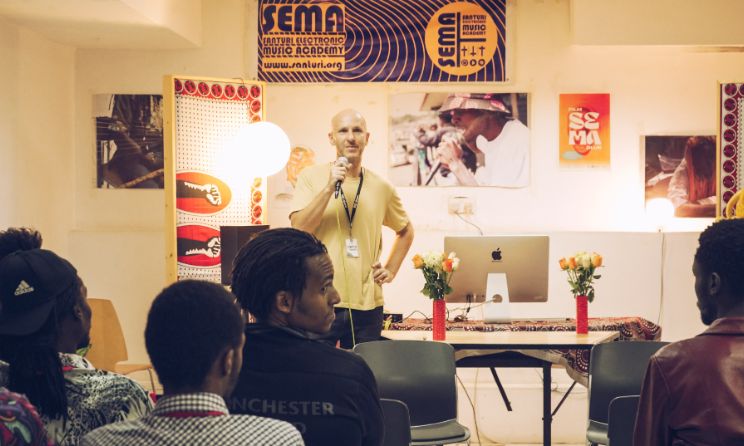 Santuri East Africa co-founder David Tinning speaking at Kilele music summit in Nairobi. Photo: Felix Mwitah