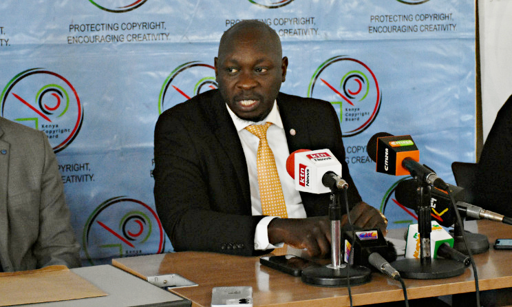 KECOBO chairman Joshua Kutuny speaking in Nairobi on 21 February.