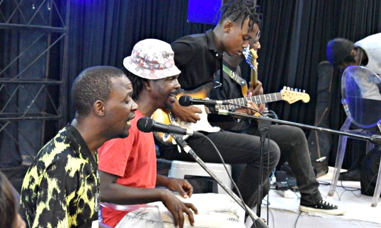 Musicians during a recording session in Bulawayo on 21 March.