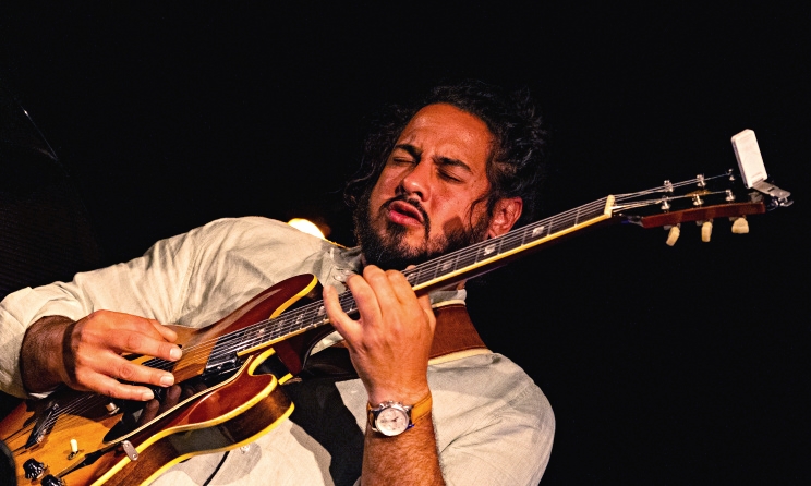 Jazz guitarist Keenan Ahrends performing with the Darren English Quartet at 2024 Journey to Jazz Festival. Photo: Louis Botha