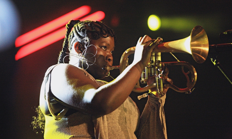 Kokoroko member Sheila Maurice-Grey at CTIJF. Photo: Fuad Esack