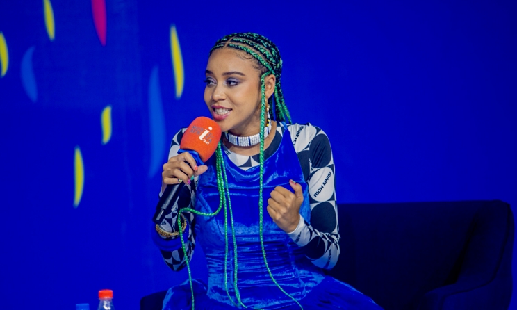 South Africa musician and entrepreneur Sho Madjozi speaking at ACCES 2023 in Dar es Saalam, Tanzania. Photo: InFocus