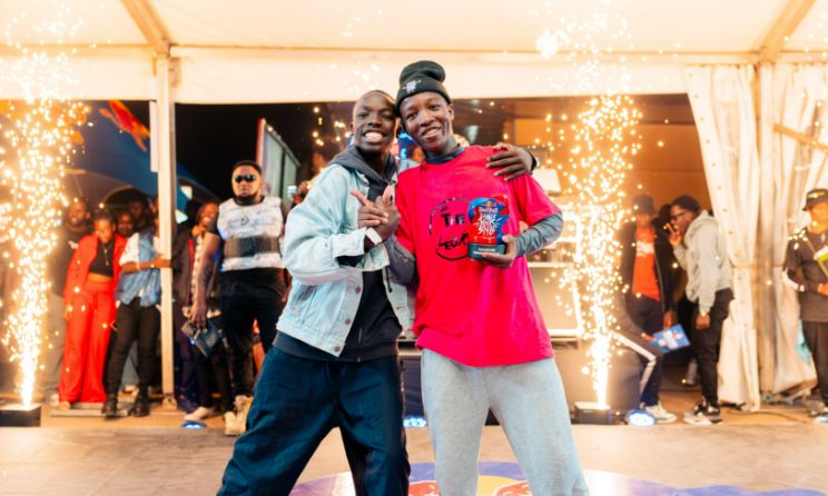 Samuel Brian (right) and Meshack Omondi emerged first and second, respectively, at the Nairobi edition of the Red Bull Dance Your Style Kenya competition on 13 July 2024.