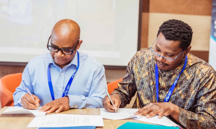 SAMPRA CEO Pfanani Lishivha sign a landmark bilateral agreement with Kamp Copyright and Related Rights Ltd CEO Maurice Okoth.
