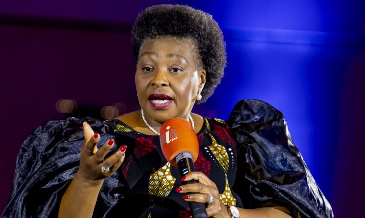 South African singer and humanitarian Yvonne Chaka Chaka addressing delegates at ACCES 2024 in Kigali.
