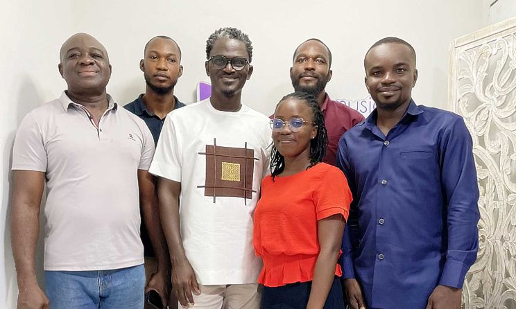 HAMRO and Apprise Music staff pose for a photo following their meeting at Apprise Music’s offices in Accra.