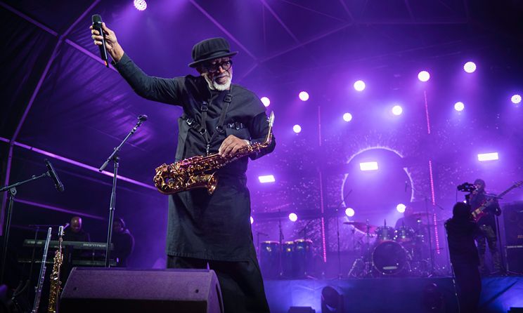 Sipho "Hotstix" Mabuse performing at the 2025 Luju Festival in eSwatini.