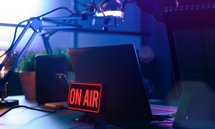 A glimpse inside a radio studio.