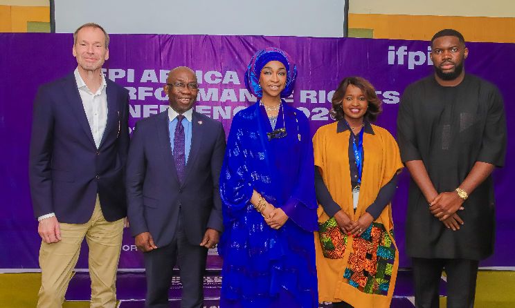 IFPI chief legal officer Lauri Rechardt, Nigerian Copyright Commission director-general Dr John Asein, Nigeria’s Minister of Art, Culture, Tourism and the Creative Economy, Hannatu Musawa, IFPI director for Sub-Saharan Africa Angela Ndambuki, and Mavin Records president and COO Tega Oghenejobo during the opening ceremony of the IFPI Performance Rights Conference held at Radisson Blu Anchorage Hotel, Victoria Island, Lagos, on 31 March.