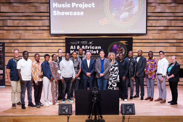 Guest speakers and competition participants at the AI showcase in Johannesburg.