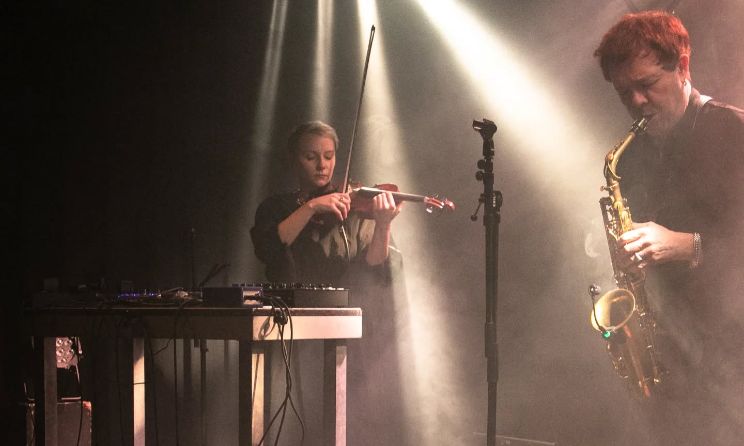 Music duo Sopraterra performing at chiesa di PAZZO LUPi in Johannesburg in 2023.